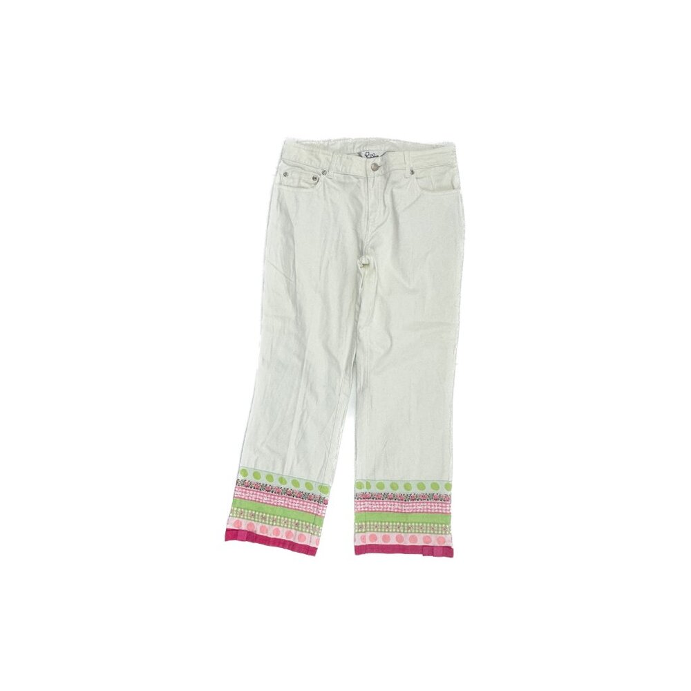 Lilly Pulitzer Crop Ribbon Hem Women's size 2 Ivory Pants